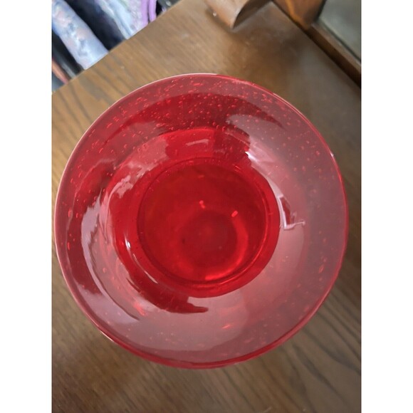 VINTAGE RUBY RED Hand Blown Vase. 8 Inches MCM - Picture 5 of 6